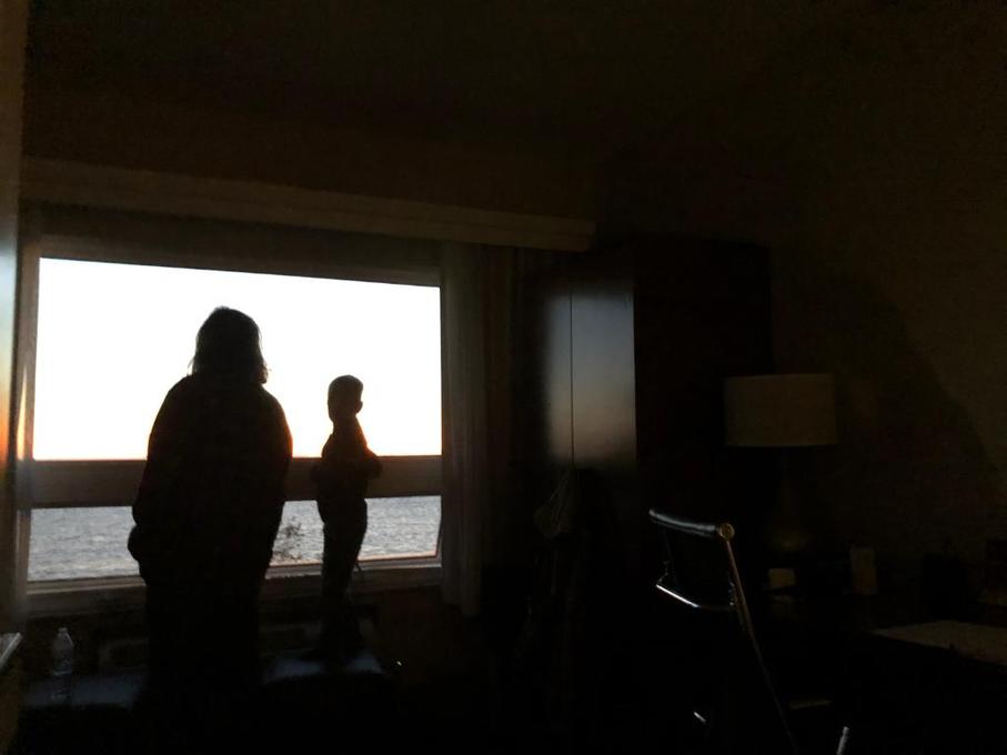 Watching the sunrise over Lake Superior with Trevor