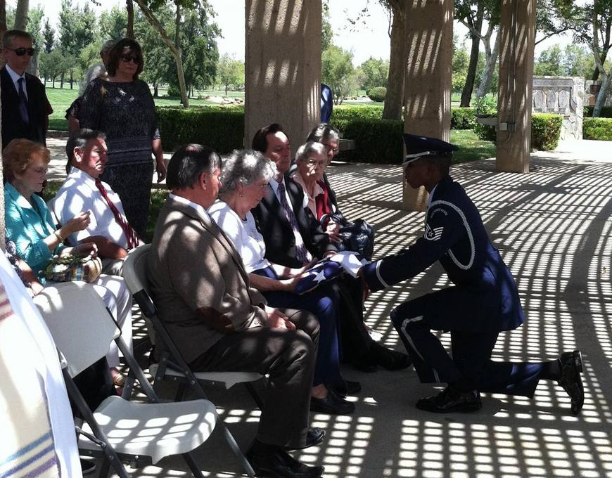 The presenting of the flag - Dad's Memorial