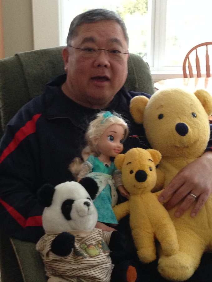 Grandpa with all the grandkids' friends 