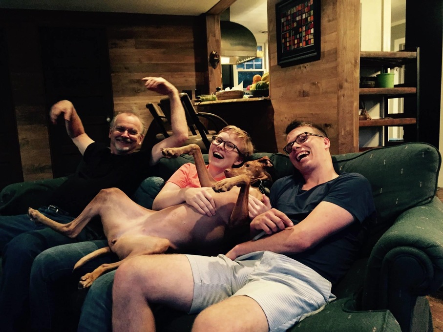 Mike, his daughter, and his son-in-law goofing around - 2015