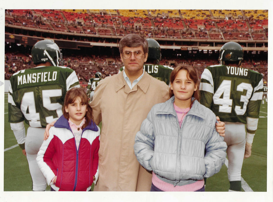 Beth, Jay, and Aimee at Philadelphia Eagles' game in 1983
