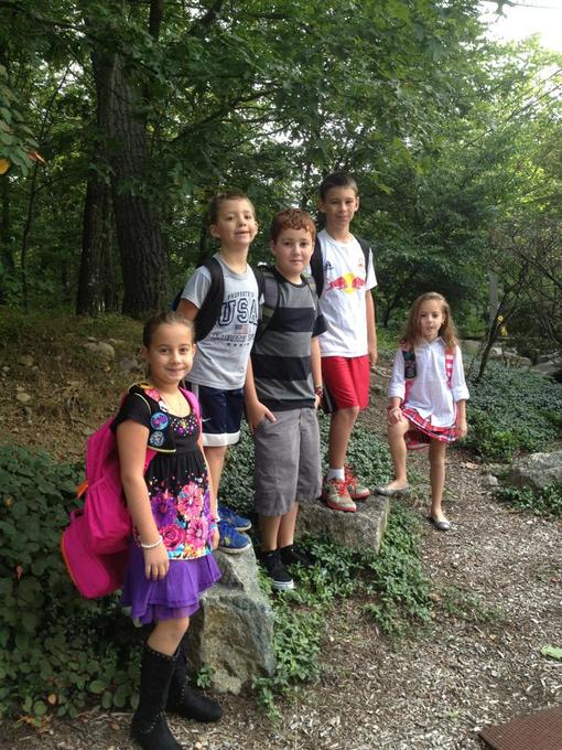 HIking in the state park behind our house with our Riverdale friends. 