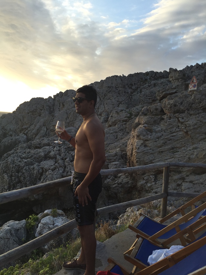 Enjoying a glass of wine in Italy. 