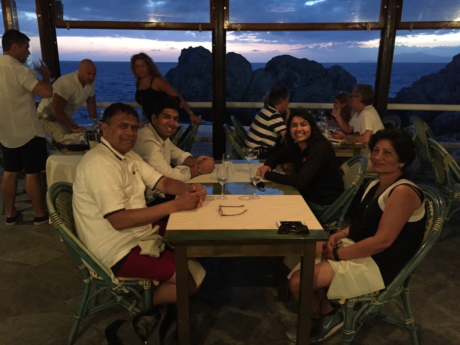 Sunset and dinner in Italy.