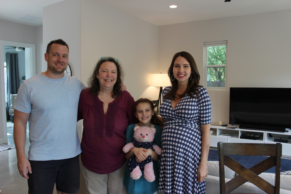 At her son's baby shower for his first child: Max. Also pictured here with her granddaughter; Haylee and her daughter-in-law; Ra