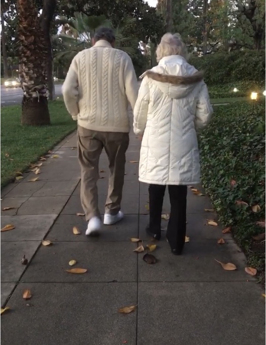 Mom & Dad going for a walk on Orange Grove. December 2019. 