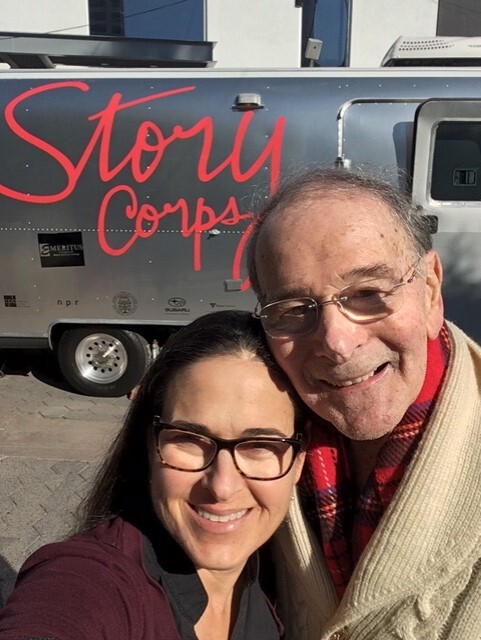 Cami & Dad at Story Corp mobile recording studio project. January 2020. 