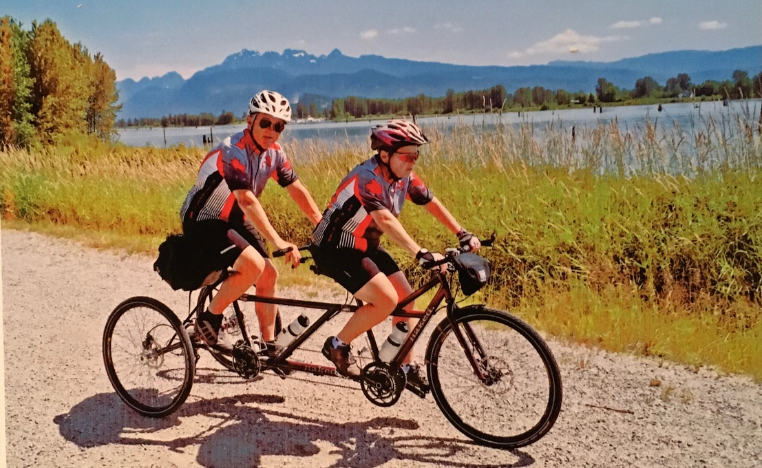 Dan + June wheeling on the dyke