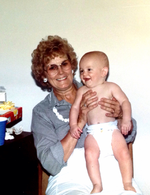 Barbara with grandson, Christopher, 1990