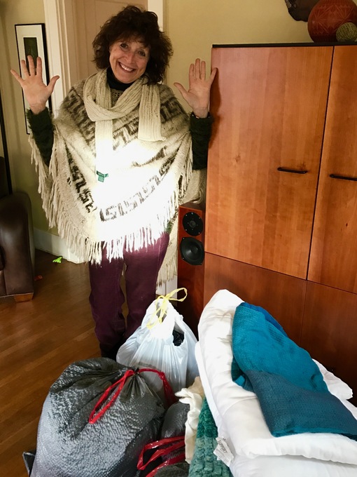 Gathering items for the homeless