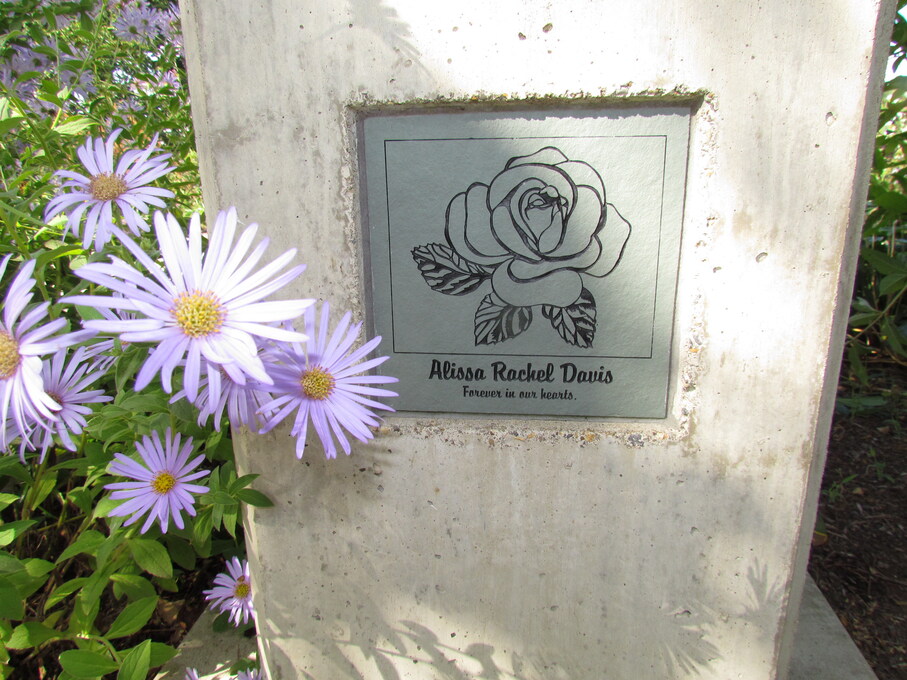 Example of slate tile plinth in the rose garden.
