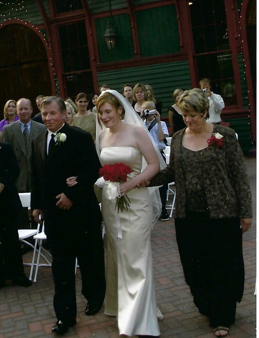 Cindy and Larry walking Paedia down the aisle 2003