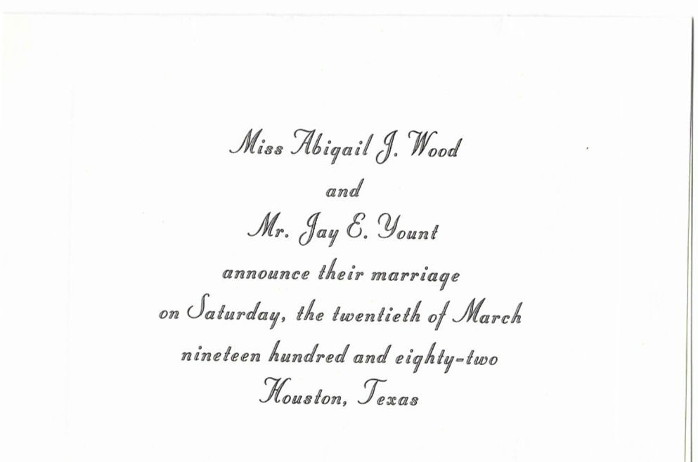 Gail and Jay's wedding announcement