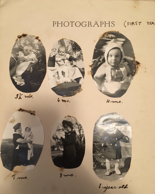 Page from Ann's baby book (1940-1941)