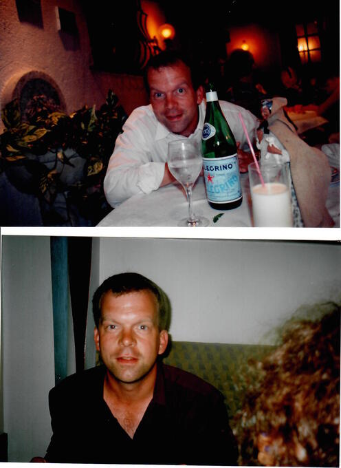 John in his element -- dining out abroad