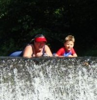 Looking down from the top of the dam