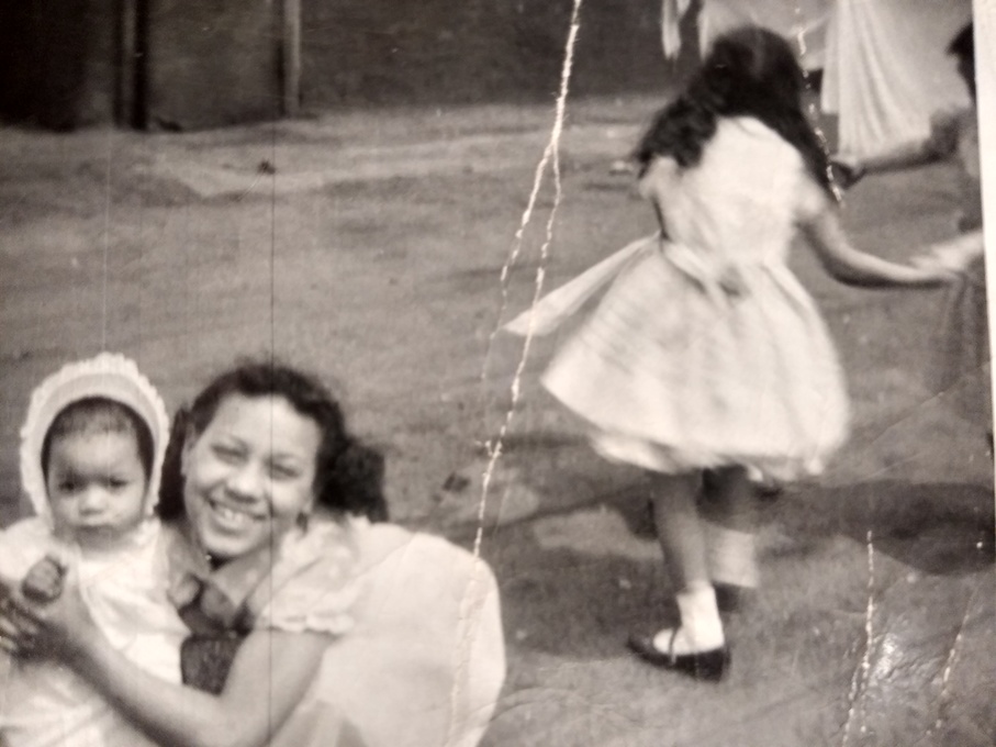Debbie as a baby with sister Emily