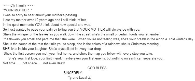 Beautiful words from my 4th grade teacher, Mr. Tyrone Laval, a wonderful human being