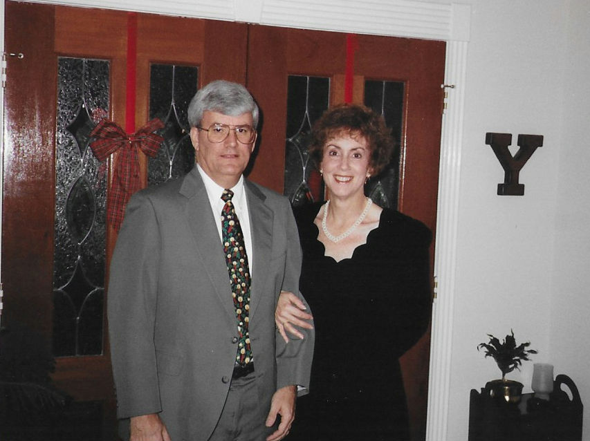Jay and Gail dressed up for holiday party in 1992