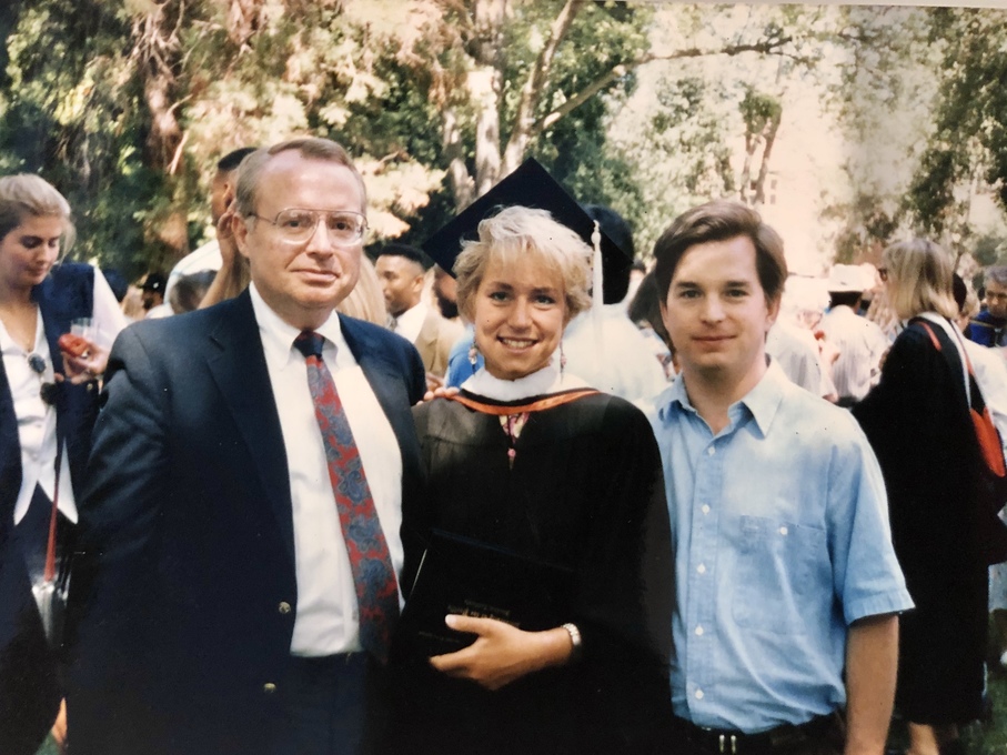 David, Evan and Valerie at Valerie's college graduation in 1992 from University of the Pacific