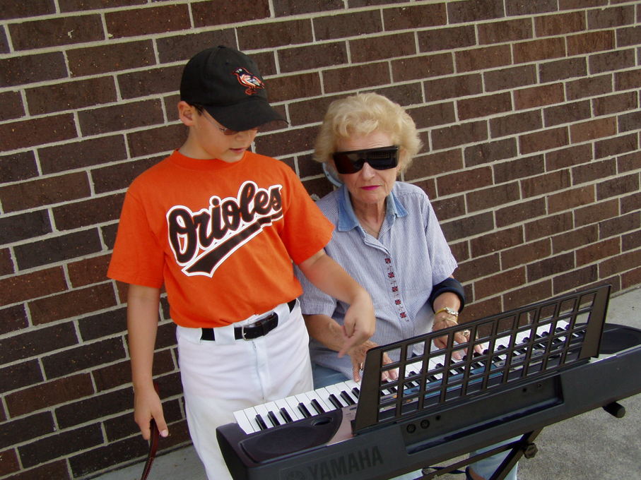 Grammie playing at Noah's baseball b-day party