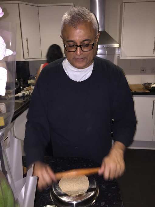 Jay making Puri bread in 2019