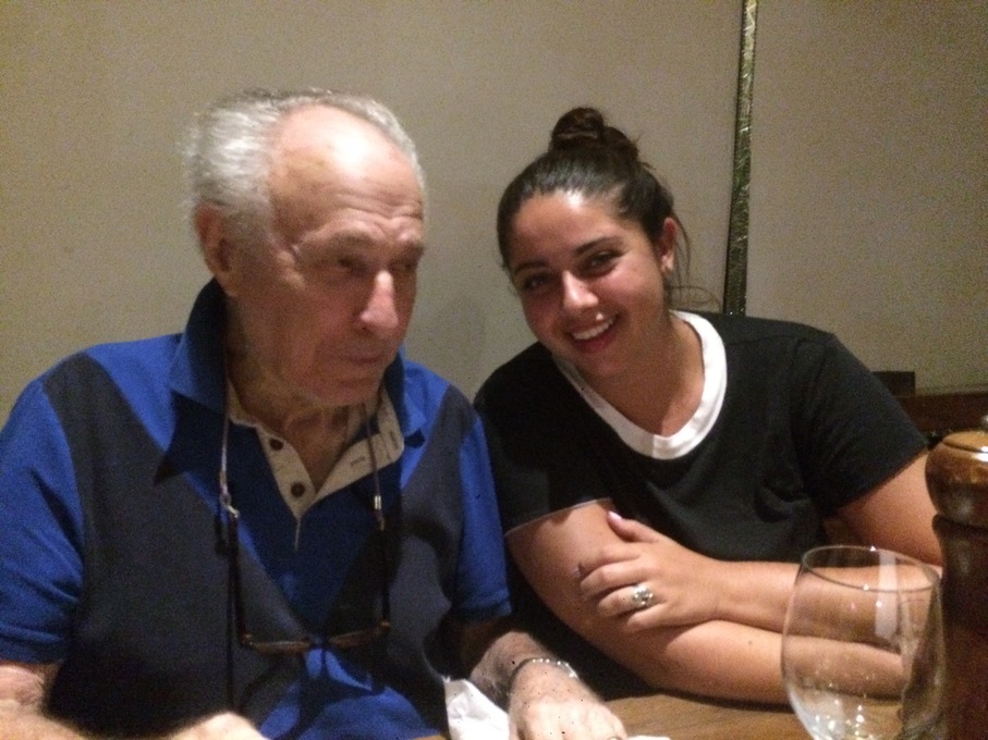 2015 Elliot's 84th BDay with granddaughter Rachel and family