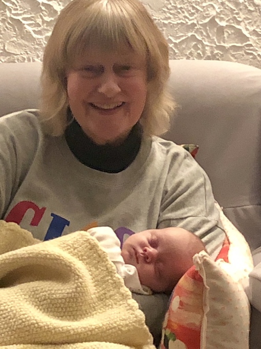 Mig with Ivy in Italy when Ivy was 1 week old