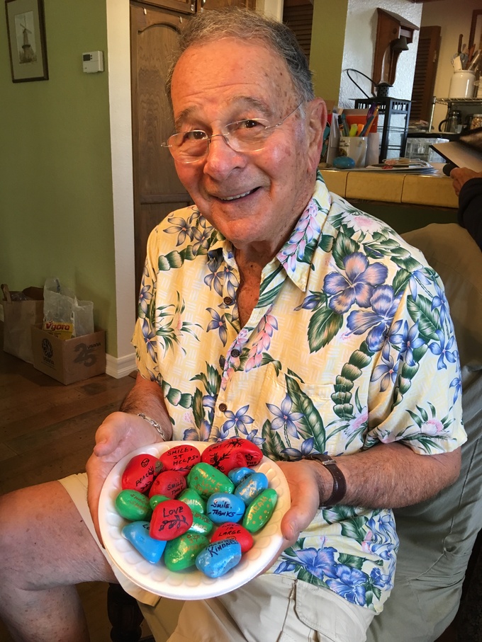 Dad creating "Kindness Rocks" with me.  Summer 2017. 