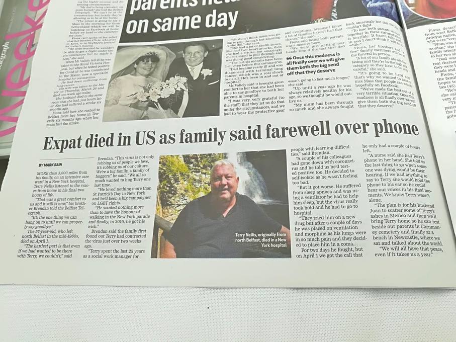 Brendan's tribute to Tarlach for the local newspaper in Northern Ireland 