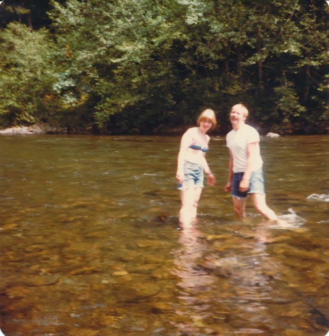A very young Jim and Sarah on the Santiam River