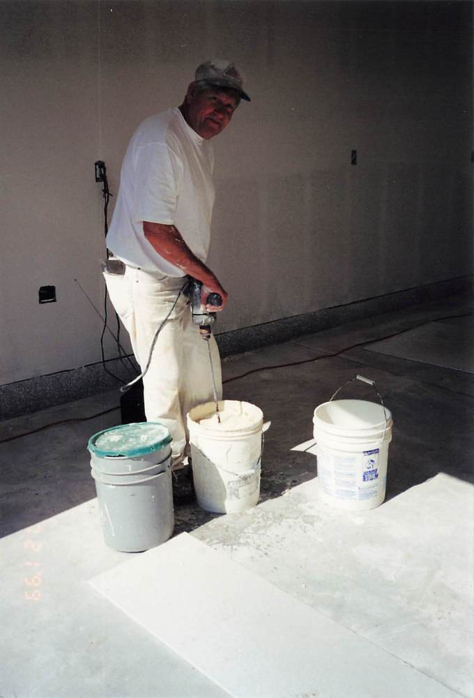 Howard mixing taping mud 