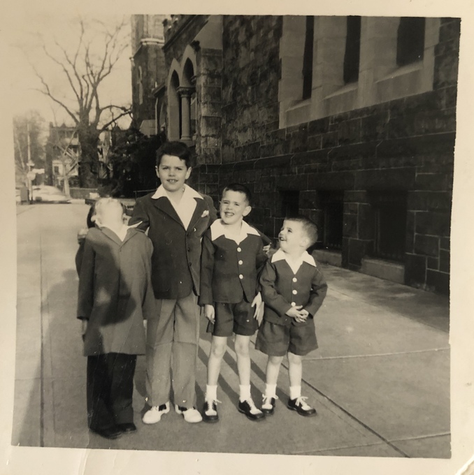 John with his brother and friends