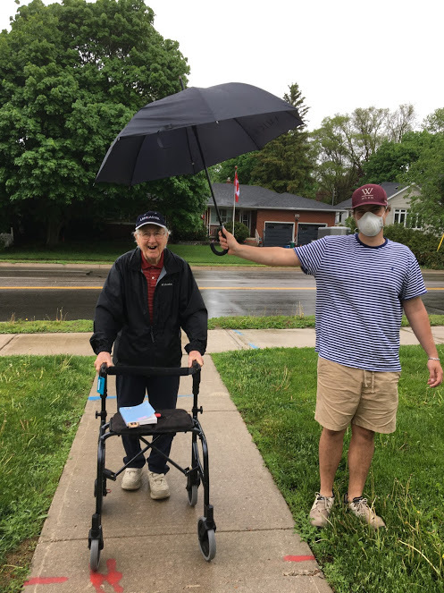Pat and grandson, Ben during Covid visit