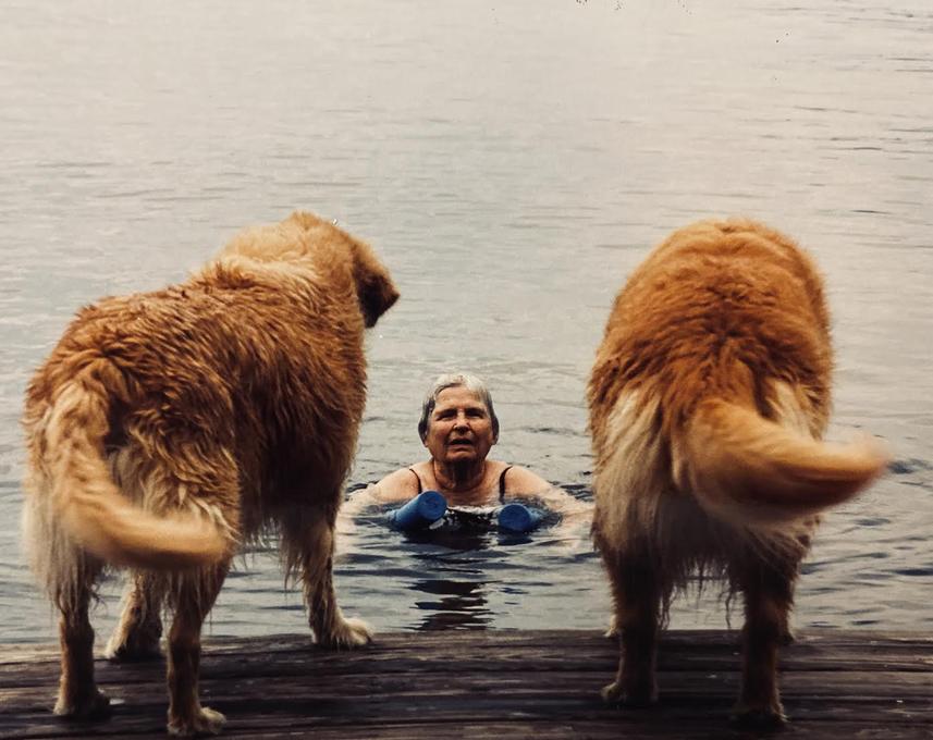 Missy and Maggie life guarding- will they jump?????