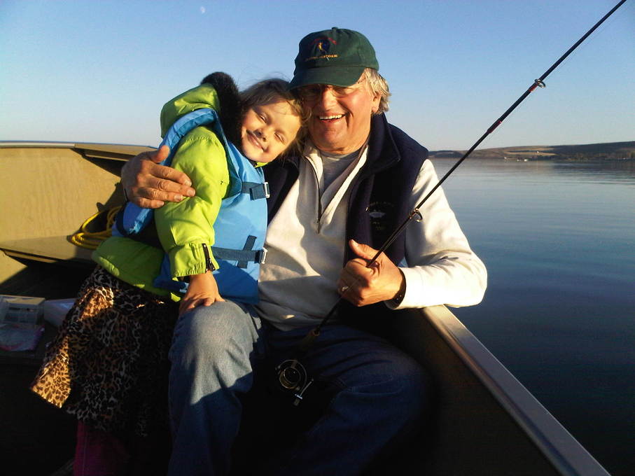 Franziska's first fishing trip with Grandpa
