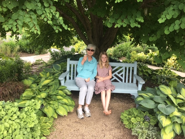 Ann and Madeline eating ice cream from Babcock Hall