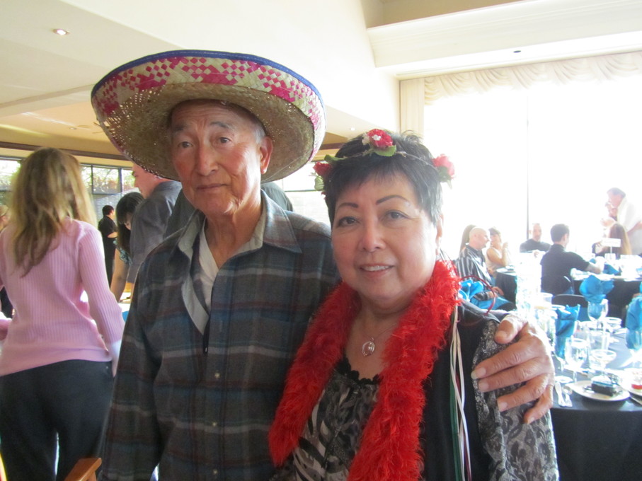 Carl and Jeanne having fun at wedding reception