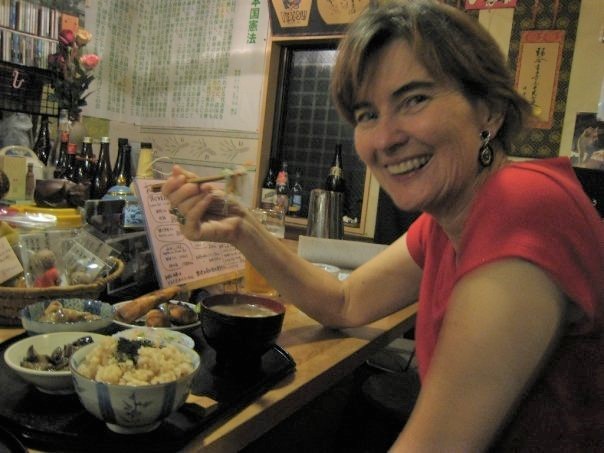 Enjoying delicious food in Japan