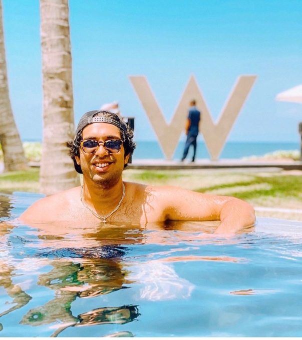 Another photo at the W - Rishi's happy place!