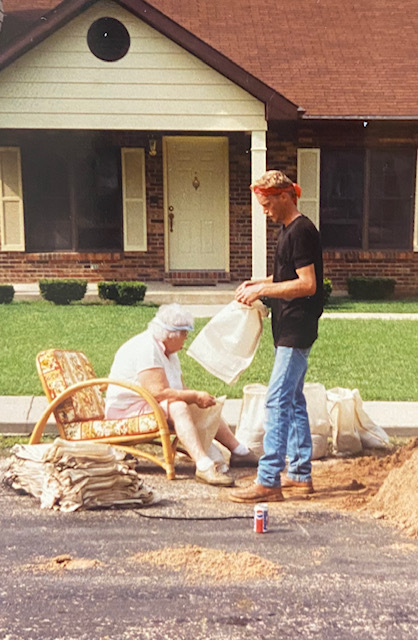 Dad at work sandbagging Flood of '93