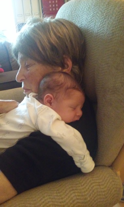 with newborn Delphine, 2015