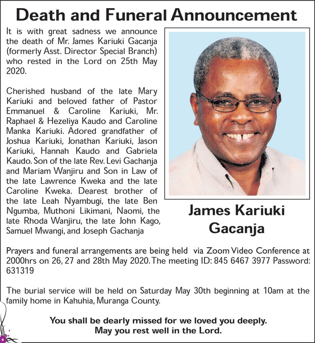 Death & Funeral Announcement