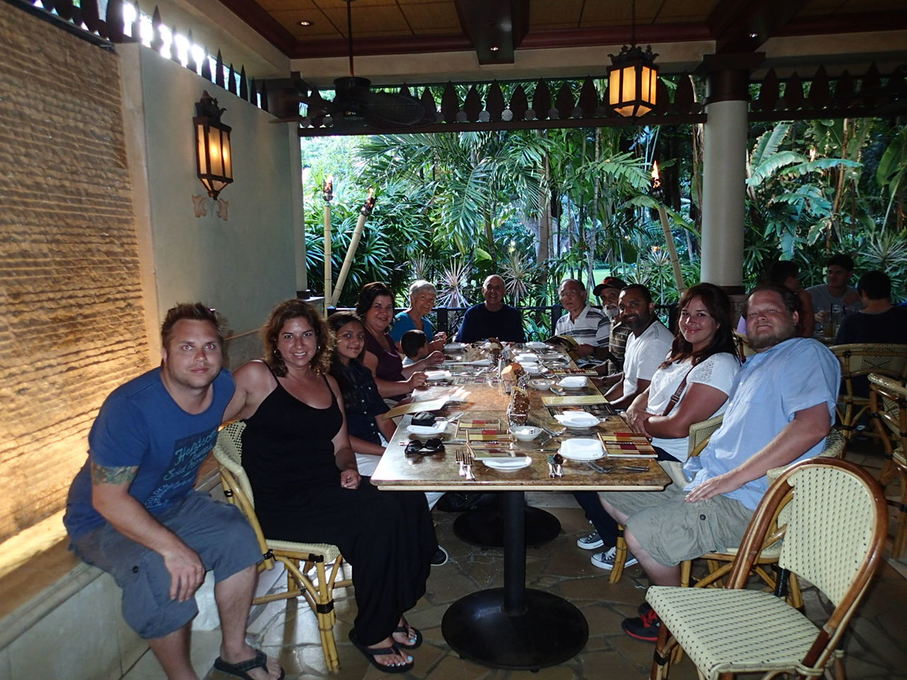 Family Out to Dinner in Hawaii