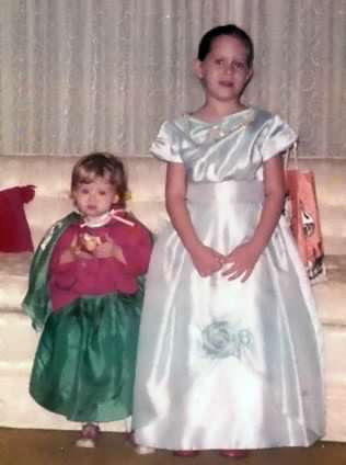Mary (white dress) with sister Jolynn