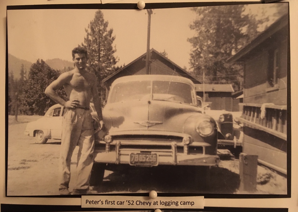 Peter's 1st car. 1952 Chevy. Summer at logging camp for US. Forest Service.