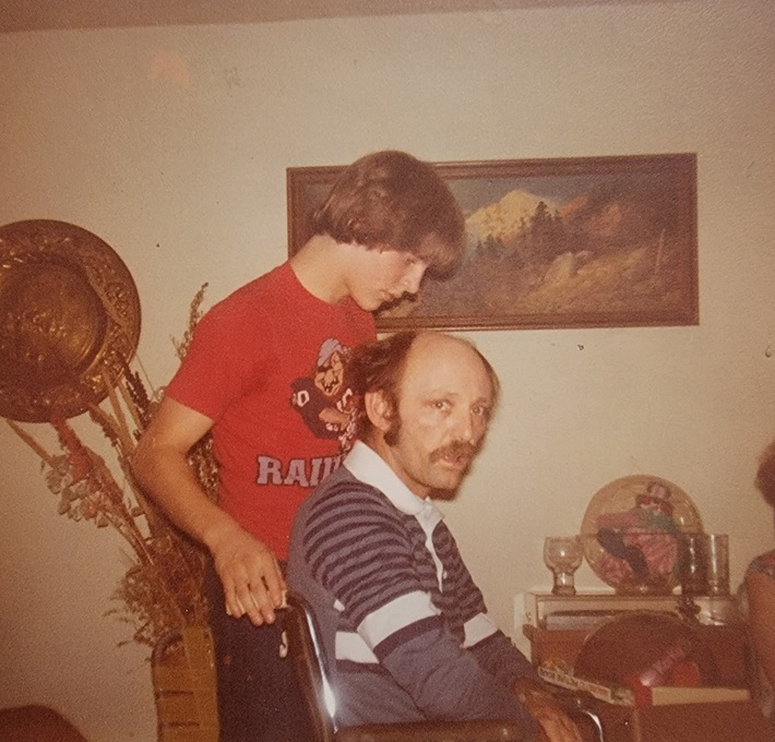 As Daddy was in rehab, Dieter pushes his wheelchair... this picture is a telling one. 