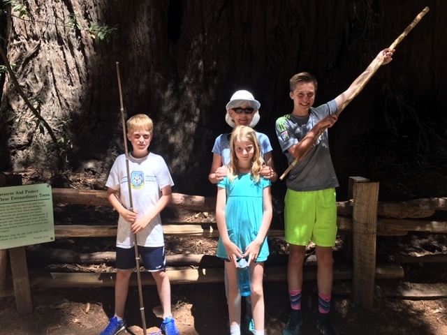 Ann with Graham, Madeline, and Jack in CA