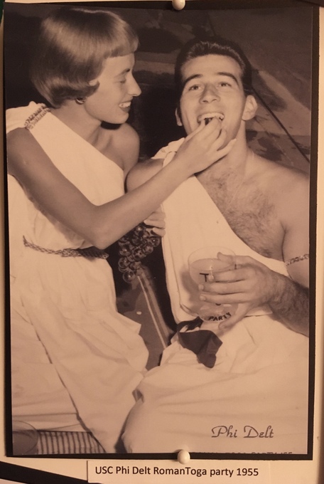 USC Phi Delta Theta Fraternity - Roman toga party. 1955.