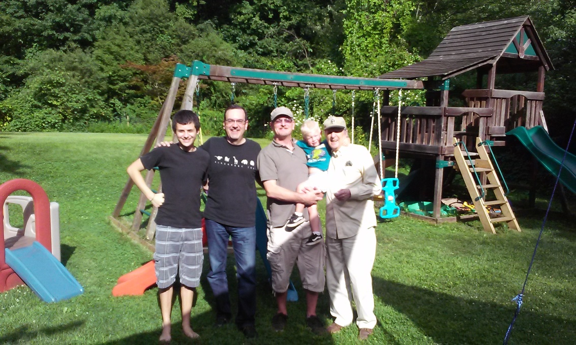 Dad & His Boys in the backyard